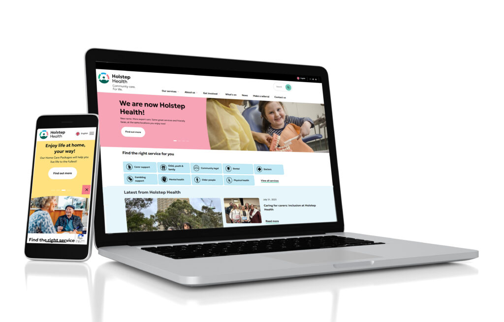 Image of laptop and mobile with new Holstep Health website